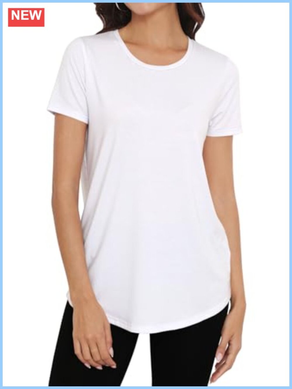 Women's Loose Fit Tunic Top Short Sleeve Crewneck Summer Casual Long Tee